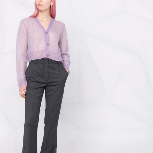 ACNE STUDIOS Purple Cropped Cardigan Sz M - Picture 1 of 16